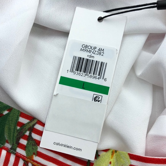 Calvin Klein Red Floral Print Stripe Print Skirt - Picture 6 of 8